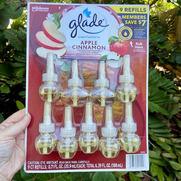 NEW Glade Scented Oil Plug In 9 Pk Refills APPLE CINNAMON With Essential Oils - Picture 1 of 3